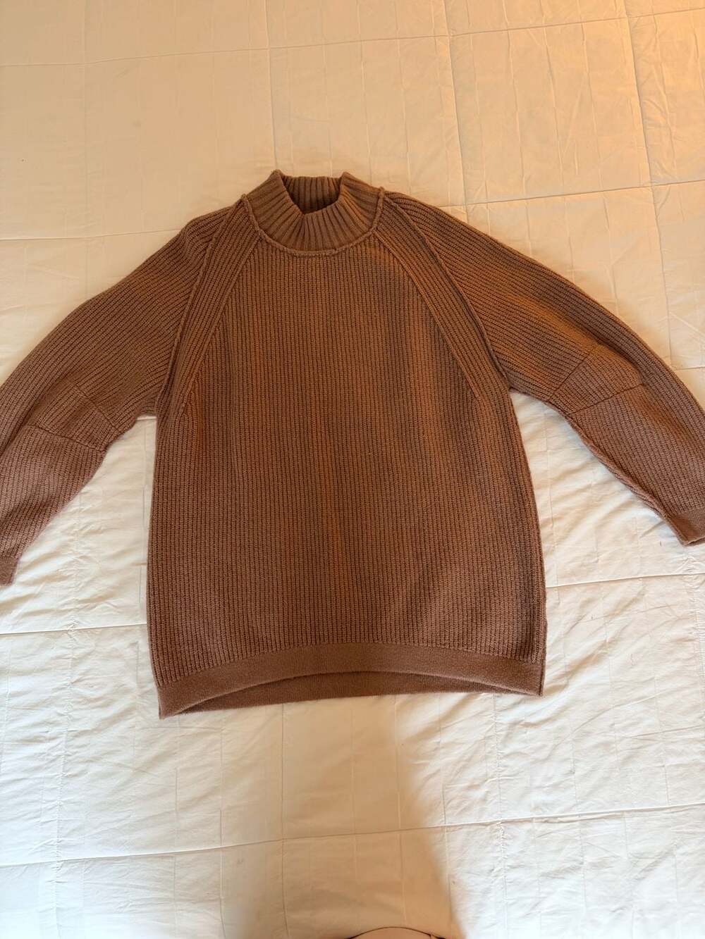 Free People Brown Ribbed Mock Neck Sweater Size M - Picture 2 of 6